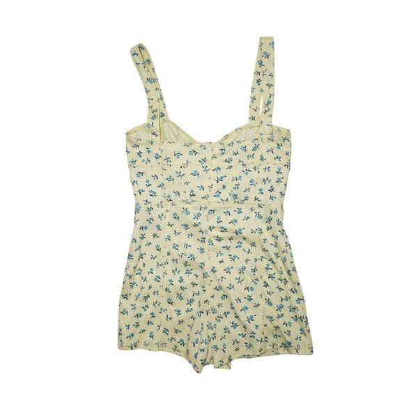 Anthropologie Yellow Blue Floral Button-Front Romper – Size XXS - Picture 6 of 6